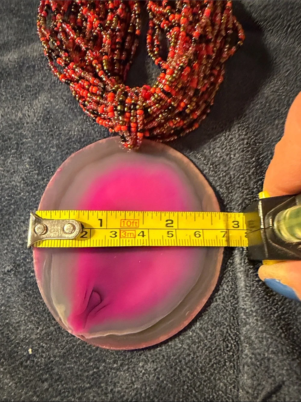 Pink Agate Pendant Multi-Strand Beaded Necklace